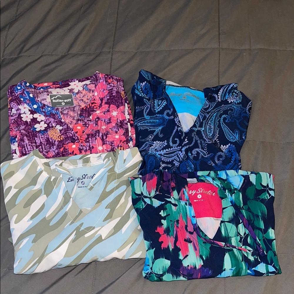 Colorful Abstract Short Sleeve Scrub Top Bundle set of 4!!